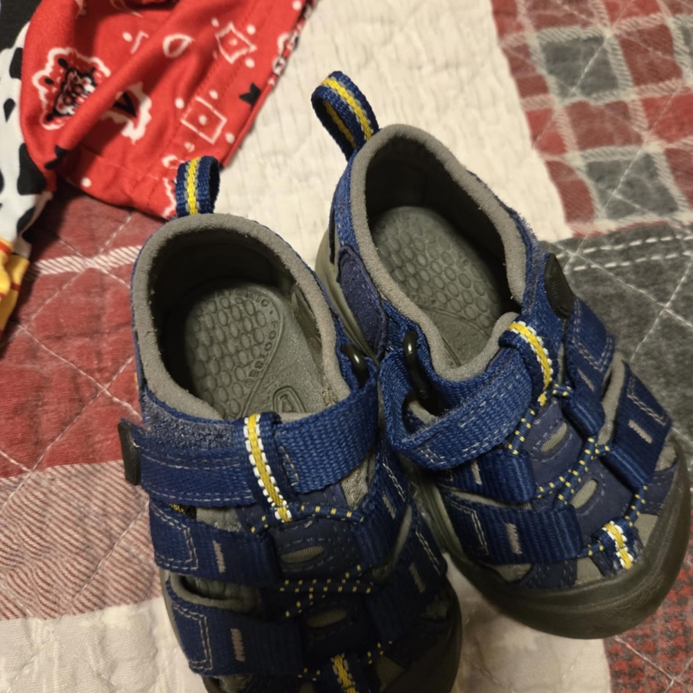Keen Kids Blue Water Shoes with Yellow Accents